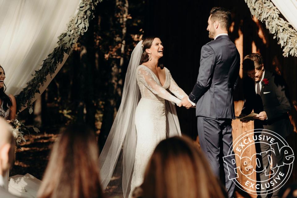 After exchanging custom vows during an emotional ceremony, the newlyweds and their guests — including <a href="https://people.com/tv/the-bold-type-star-katie-stevens-reveals-how-her-co-stars-reacted-to-her-engagement/" rel="nofollow noopener" target="_blank" data-ylk="slk:Stevens’;elm:context_link;itc:0;sec:content-canvas" class="link ">Stevens’ </a><a href="https://people.com/tv/the-bold-type-star-katie-stevens-reveals-how-her-co-stars-reacted-to-her-engagement/" rel="nofollow noopener" target="_blank" data-ylk="slk:Bold Type;elm:context_link;itc:0;sec:content-canvas" class="link "><em>Bold Type </em></a><a href="https://people.com/tv/the-bold-type-star-katie-stevens-reveals-how-her-co-stars-reacted-to-her-engagement/" rel="nofollow noopener" target="_blank" data-ylk="slk:castmates;elm:context_link;itc:0;sec:content-canvas" class="link ">castmates</a>, <a href="https://people.com/country/dan-smyers-marries-abby-law/" rel="nofollow noopener" target="_blank" data-ylk="slk:Dan Smyers and his wife Abby;elm:context_link;itc:0;sec:content-canvas" class="link ">Dan Smyers and his wife Abby</a>, <a href="https://people.com/tv/sarah-hyland-asks-vanessa-hudgens-to-be-her-bridesmaid/" rel="nofollow noopener" target="_blank" data-ylk="slk:Sarah Hyland and Wells Adams;elm:context_link;itc:0;sec:content-canvas" class="link ">Sarah Hyland and Wells Adams</a>, Chloe Bennet and <a href="https://people.com/tv/molly-mccook-marries-john-krause/" rel="nofollow noopener" target="_blank" data-ylk="slk:Molly McCook;elm:context_link;itc:0;sec:content-canvas" class="link ">Molly McCook</a> — headed inside to dance the night away.