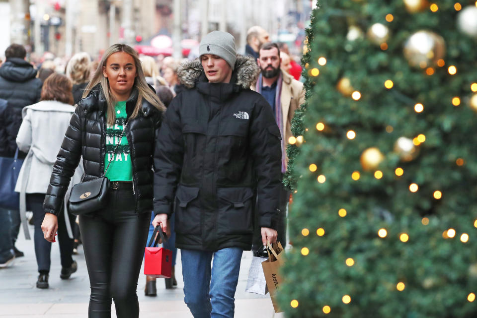 Shoppers in Buchanan Street, Glasgow, on the last Sunday before Christmas.