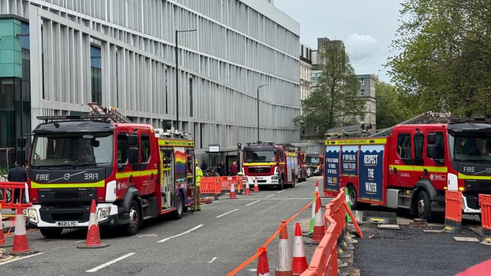 Emergency services outside Bristol Royal Infirmary Hospital