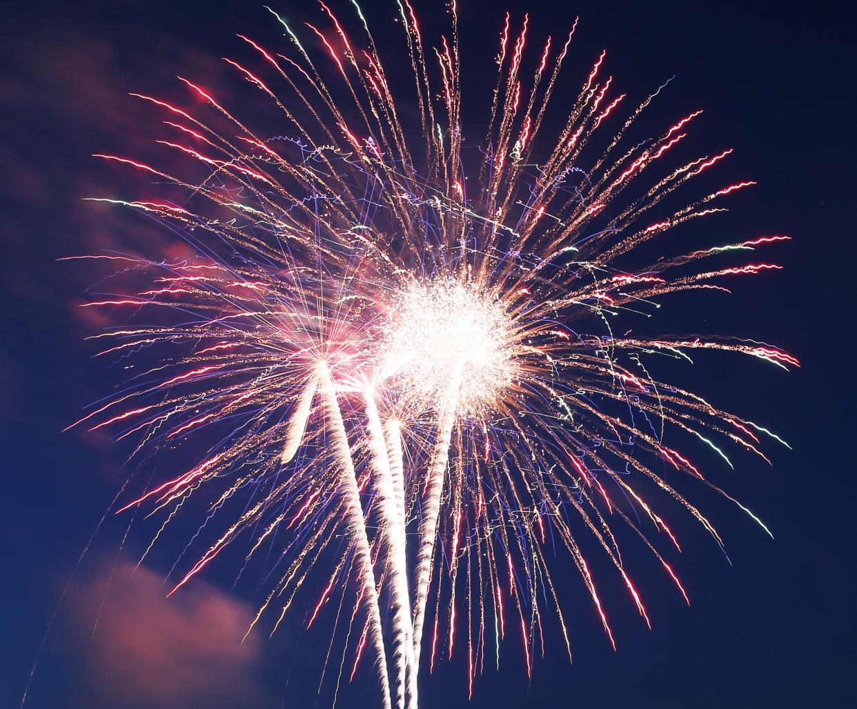 Fireworks are displayed over the Great Lawn at Waterfront Park in downtown Louisville on July 4, 2022.