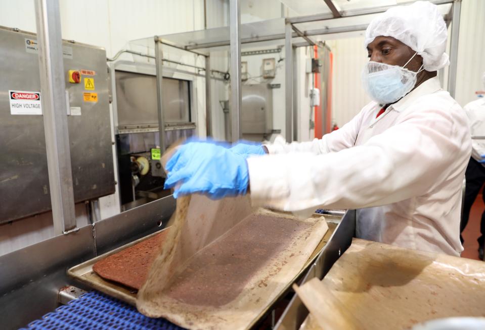 Alvin Wilson works on the production line at Greyston Bakery in Yonkers Sept. 25, 2020. Wilson was hired as part of the open hiring practices at the bakery five years ago after being released from 12 and a half years in prison.