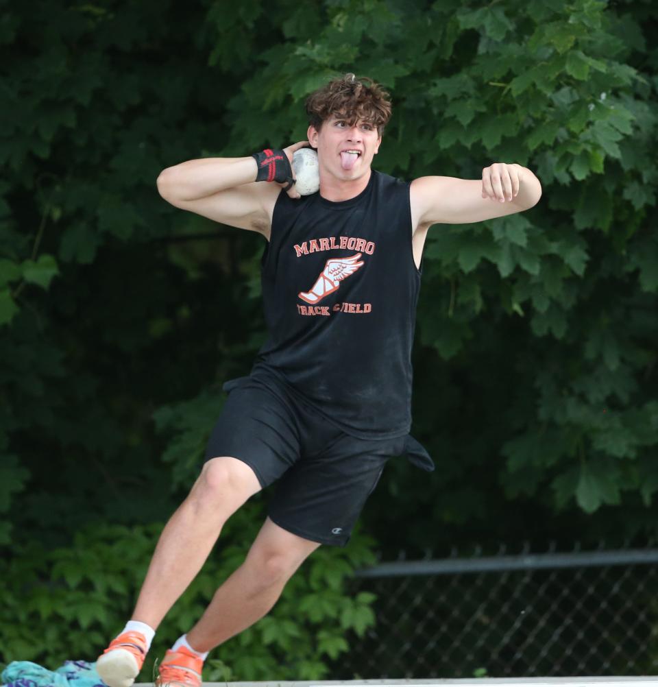 Marlboro's Jose Iraola-Ceely competes in the shot put during the Section 9 Track & Field state qualifier on June 2, 2023. 