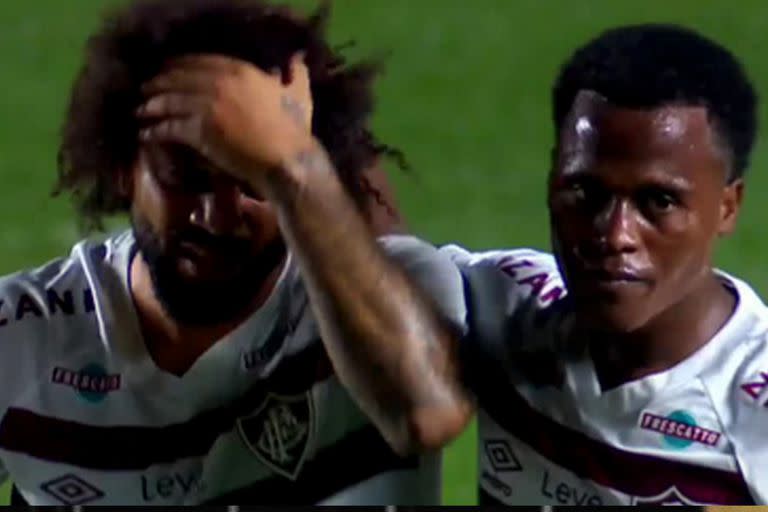 El llanto de Marcelo tras la fractura de Luciano Sánchez en la Copa Libertadores. Captura: ESPN