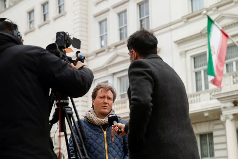 Richard Ratcliffe protests outside Iranian Embassy in London