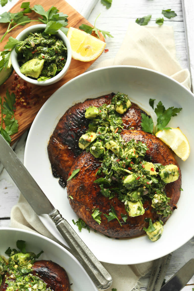 <strong>Get the <a href="https://minimalistbaker.com/portobello-steaks-avocado-chimichurri/" target="_blank">Portobello Steaks With Avocado Chimichurri recipe</a>&nbsp;from Minimalist Baker</strong>