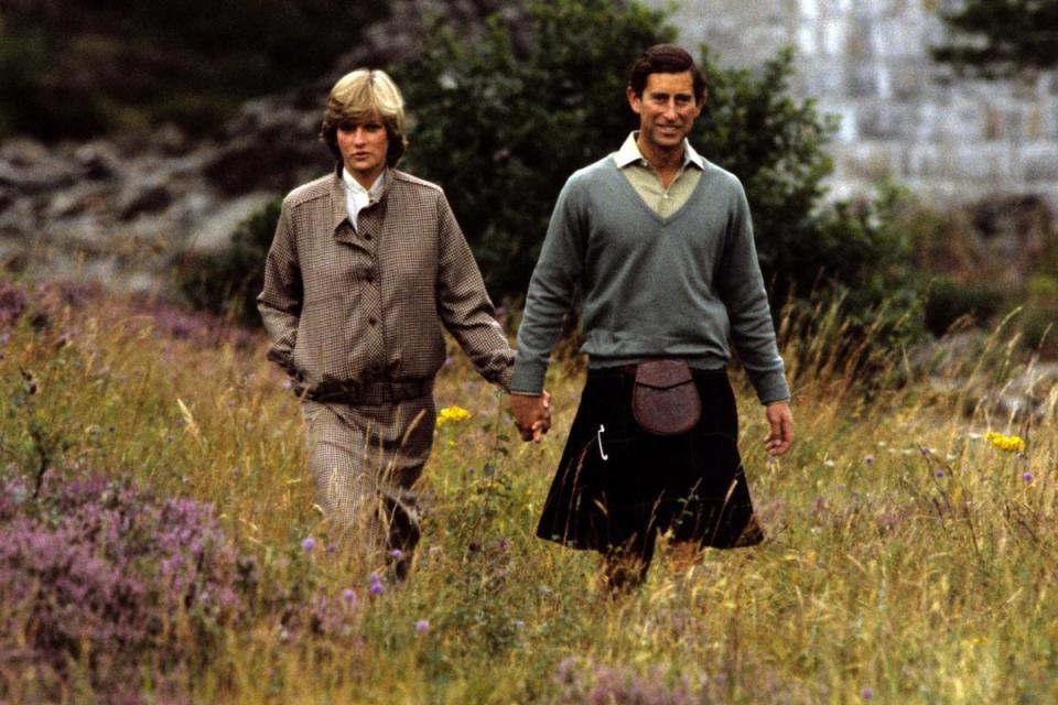 Diana, Princess of Wales with Prince Charles of Wales on holiday at Balmoral in 1981 (PA )