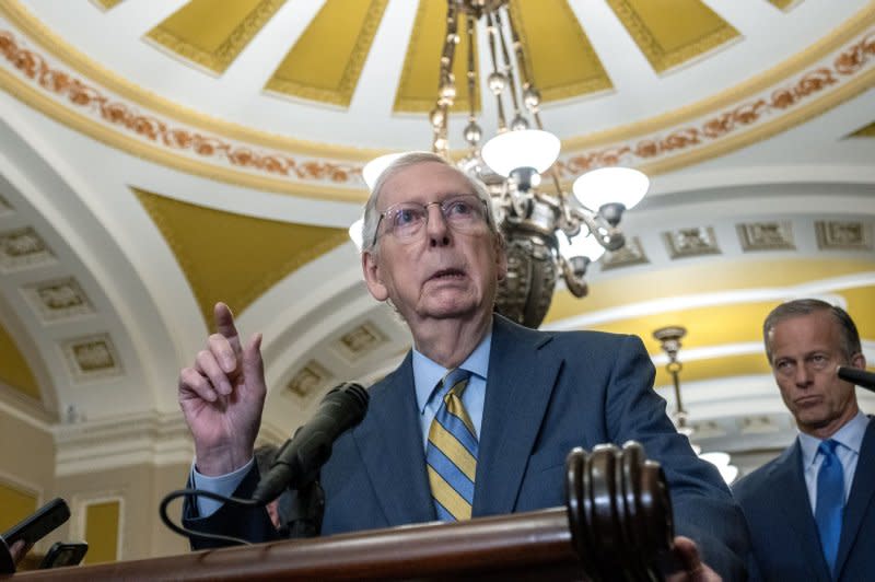 Senate Minority Leader Mitch McConnell, R-Ky., has served as Senate Republican leader since 2007. On Wednesday, he announced that he will be leaving his leadership position in the Senate in the fall. File Photo by Pat Benic/UPI