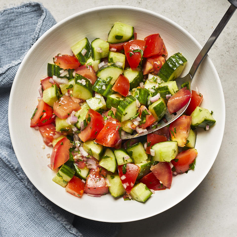 Chopped Cucumber & Tomato Salad with Lemon