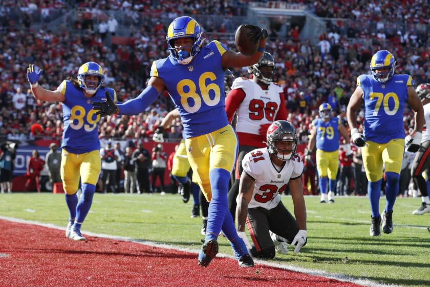 Tampa, Florida, Sunday, January 23, 2022 - Los Angeles Rams tight end Kendall Blanton.