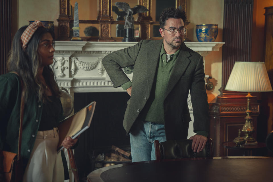 Dan Levy as Thomas (Center) in Sex Education Season 4. (Thomas Wood/Netflix)