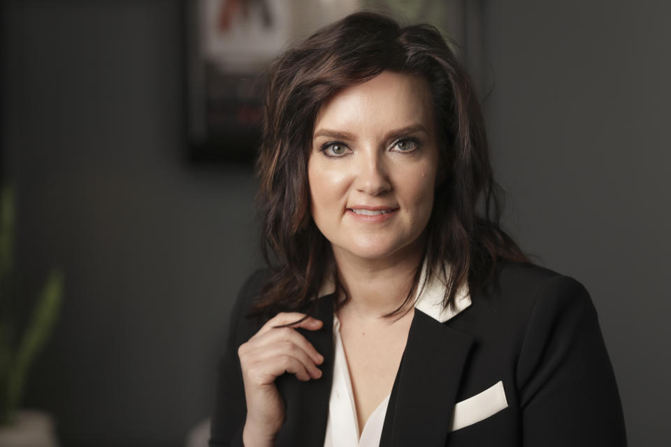 In this March 5, 2020, photo, Brandy Clark poses in Nashville, Tenn., to promote her third album “Your Life is a Record.” (AP Photo/Mark Humphrey)