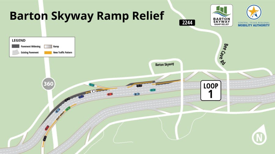 Barton Skyway Ramp Relief project map (Courtesy: Central Texas Regional Mobility Authority)