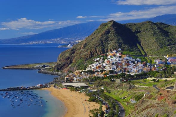 Tenerife Island, San Andres, View of Las Teresitas Beach and city