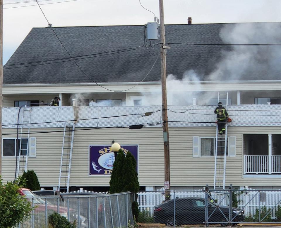 Firefighters knocked down a fire at the Ships Inn Tuesday, July 5, 2022, at Hampton Beach.