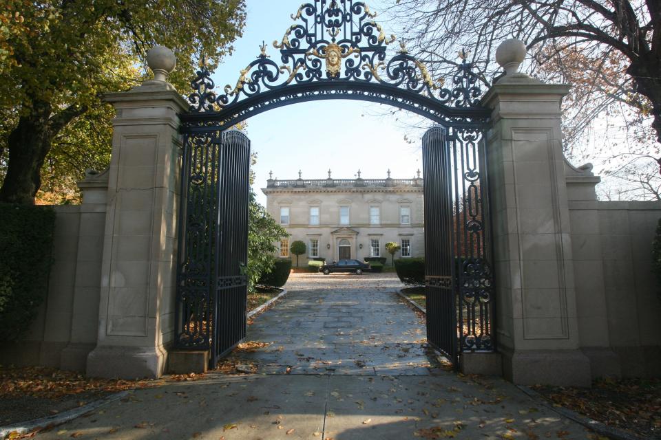 The iron gates at the entrance of Clarendon Court.