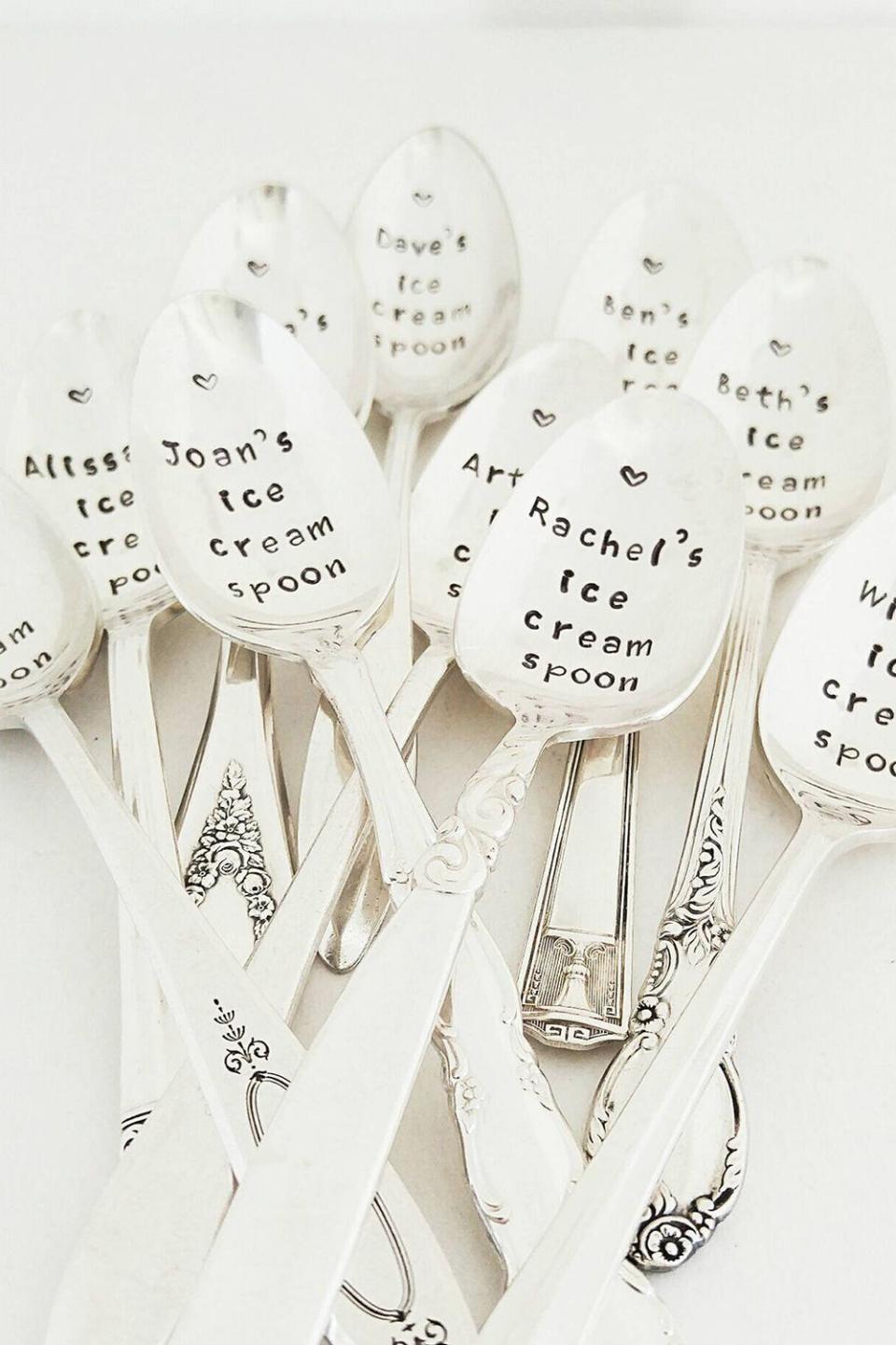 Personalized Ice Cream Spoon / Monogrammed Spoon / Hand Stamped Spoon / Gift For Dad / Custom Spoon / Add Your Name / Gift For Child