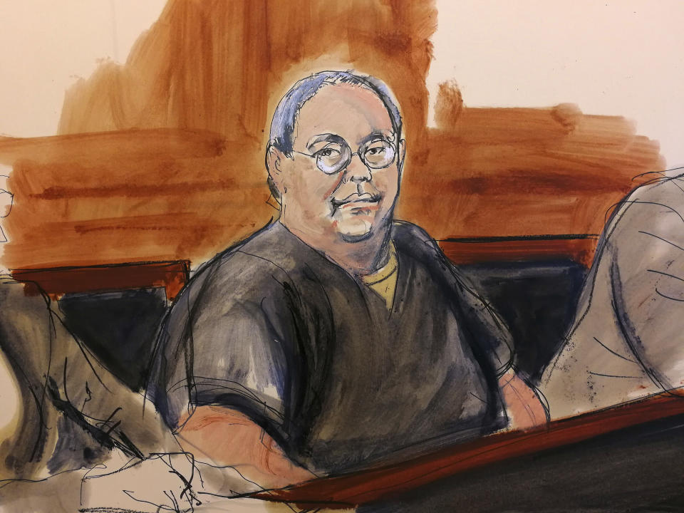 In this courtroom sketch, Patrick Ho attends his bail hearing in a New York court on Feb. 5. U.S. District Judge Katherine B. Forrest, who set the trial for November, rejected his bail request, saying he was too great a risk to flee. (Photo: Elizabeth Williams via AP)