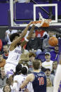 Washington forward Keion Brooks (1) dunks against Arizona during the first half of an NCAA college basketball game, Saturday, Jan. 28, 2023, in Seattle. (AP Photo/John Froschauer)