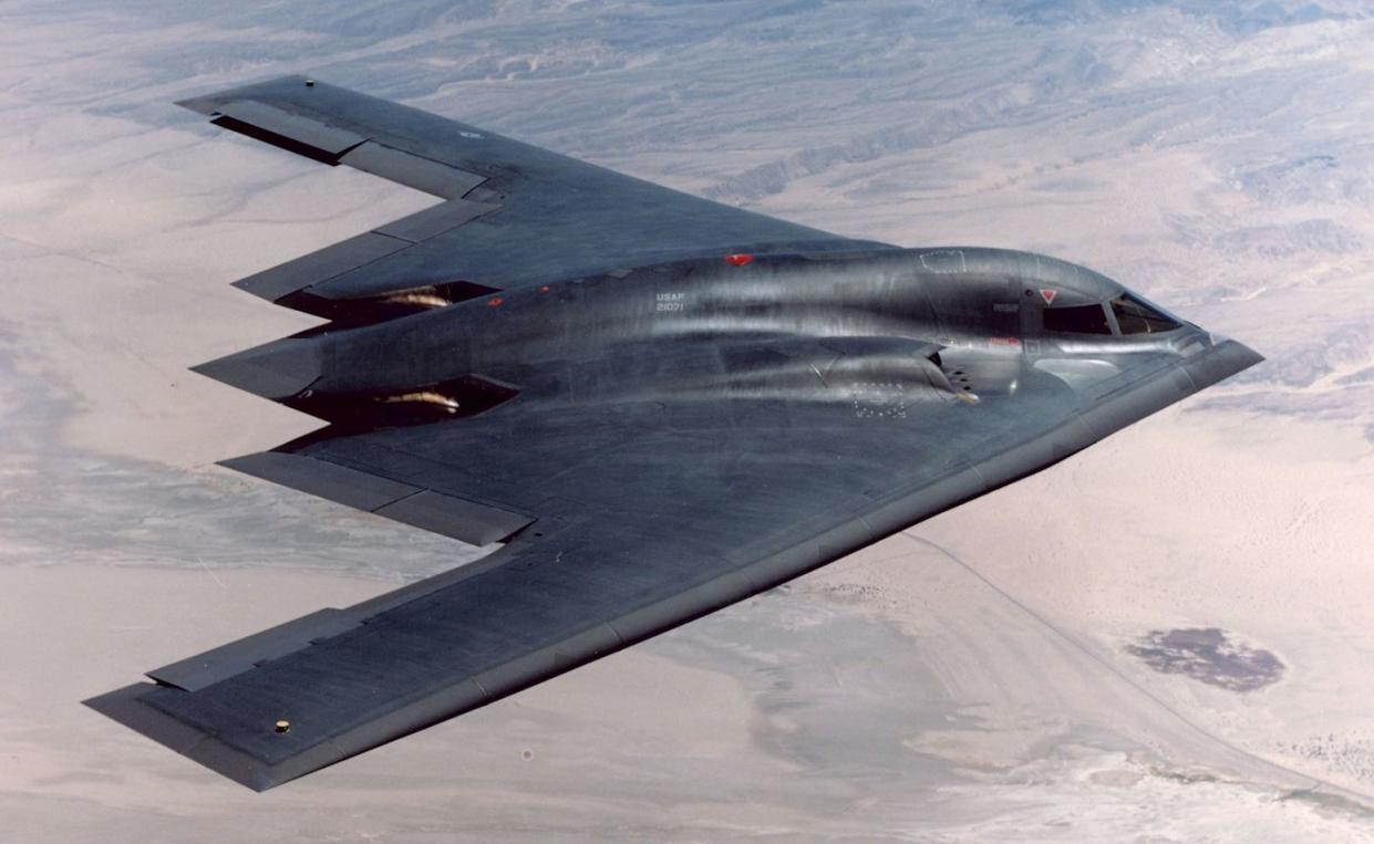 b 2 flies over edwards air force base