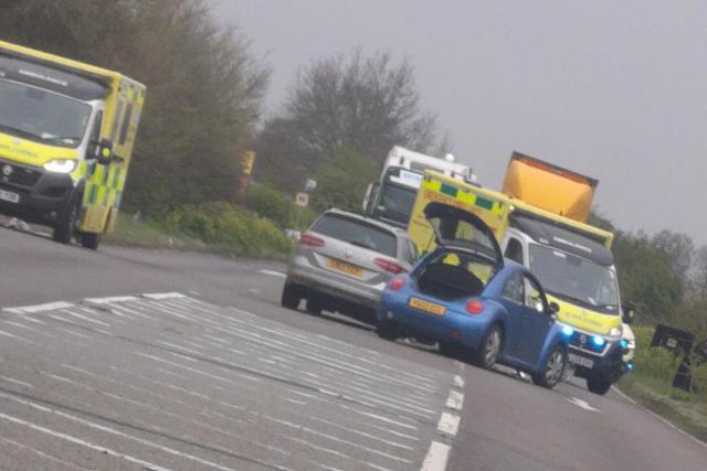 Busy road blocked after two vehicle crash