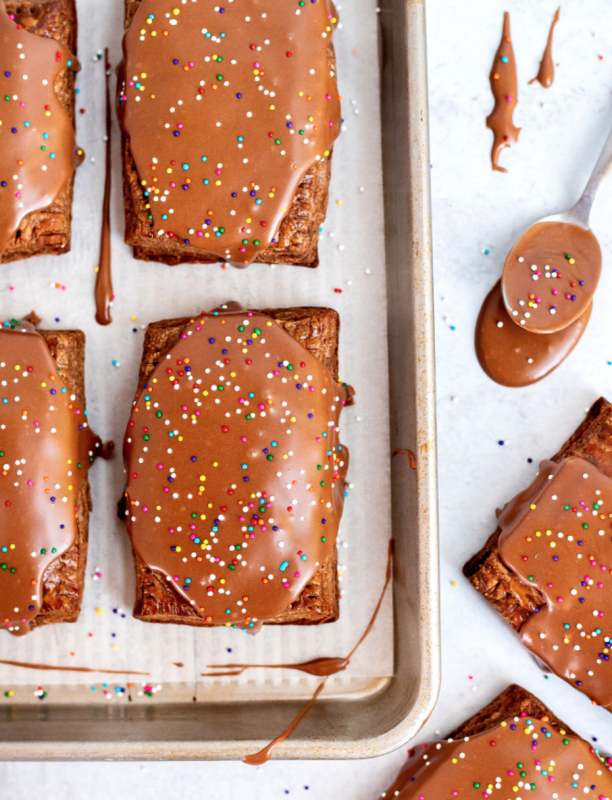 <p>Josh is Baking</p><p>Flaky chocolate pop tarts stuffed with a seriously fudgy brownie filling and topped with a chocolate glaze! Triple the chocolate, triple the drool.</p><p><strong>Get the recipe: <a href="https://joshisbaking.com/chocolate-fudge-brownie-pop-tarts/" rel="nofollow noopener" target="_blank" data-ylk="slk:Chocolate Fudge Brownie Pop Tarts;elm:context_link;itc:0;sec:content-canvas" class="link rapid-noclick-resp"><em>Chocolate Fudge Brownie Pop Tarts</em></a></strong></p>