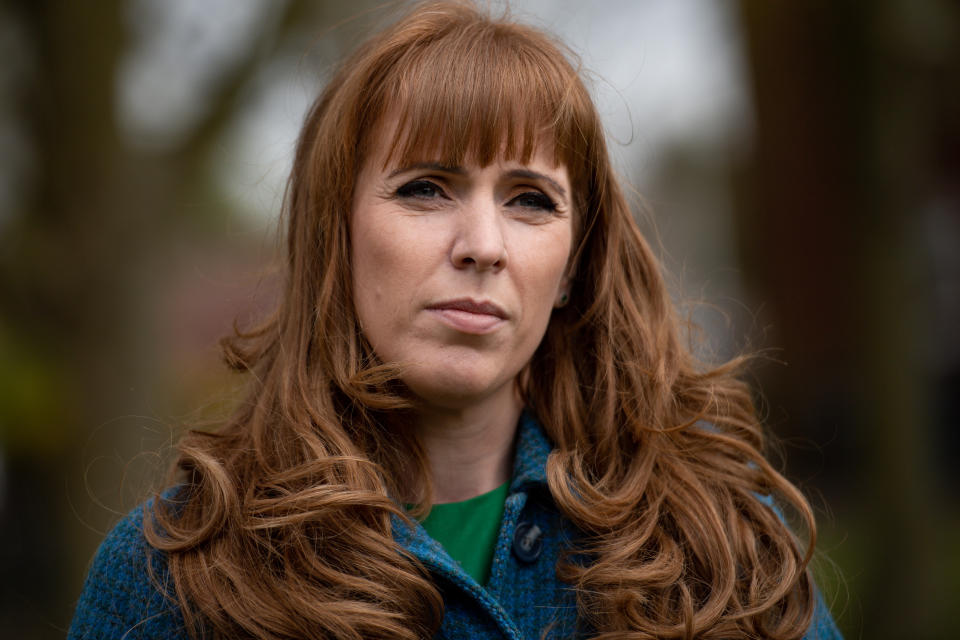 Deputy Leader of the Labour Party Angela Rayner answers questions from the media, after meeting with campaigners, councillors and the relatives of care home residents in Sandiacre near Nottingham to hear their concerns over care home provision in Derbyshire. Picture date: Wednesday April 21, 2021.