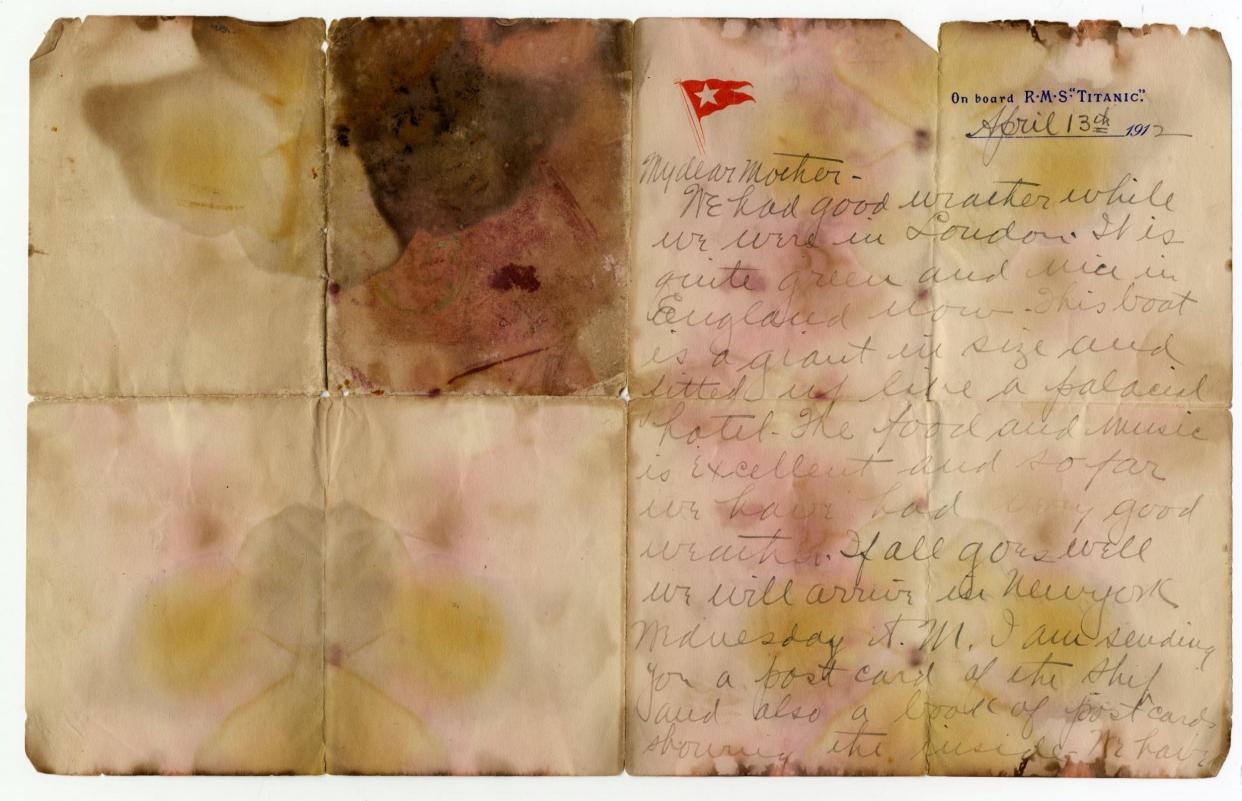 Holverson's note is the last known letter written on board Titanic by a victim: Reuters