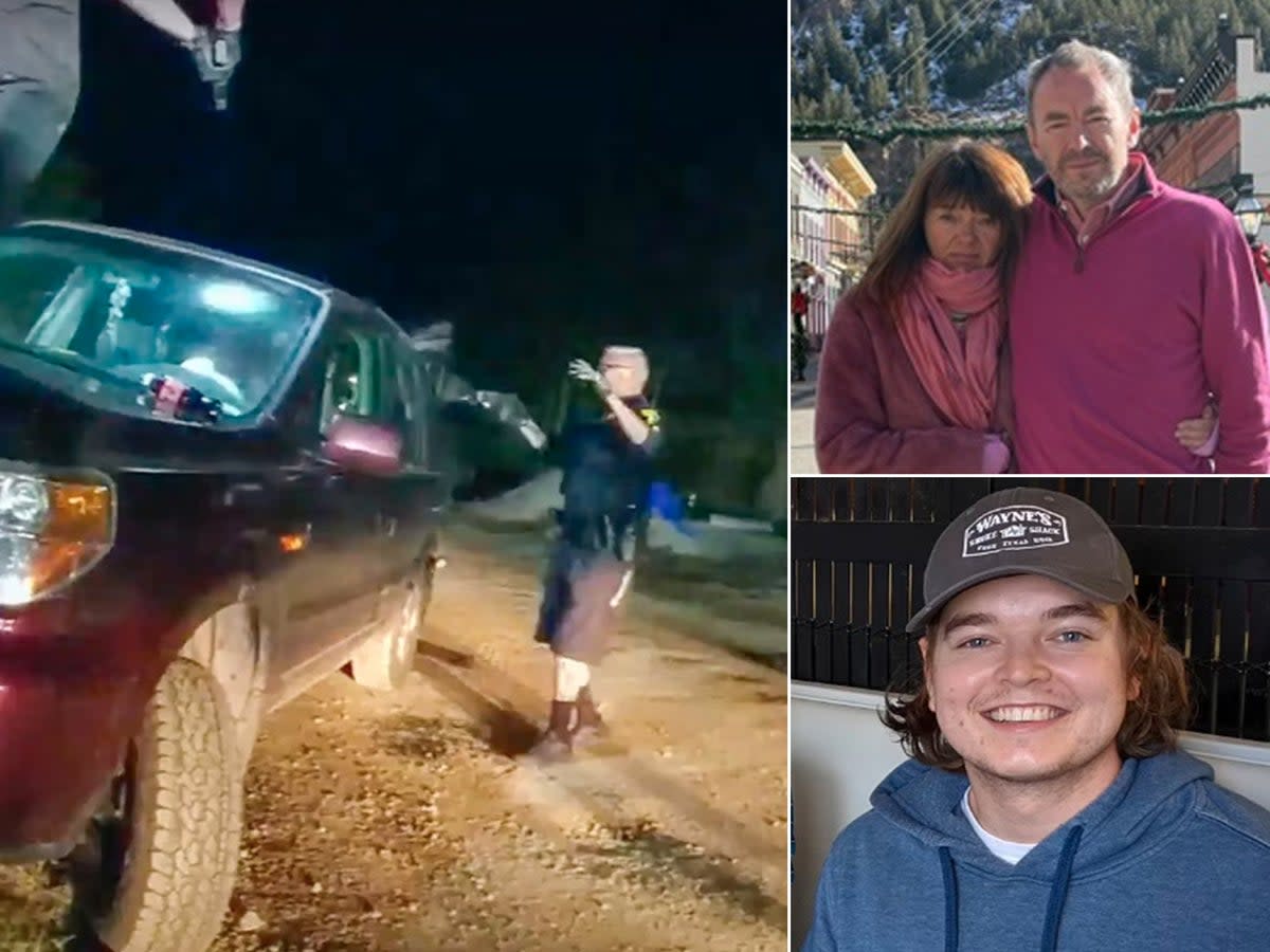 The scene from the night Christian was killed, his parents Sally and Simon Glass, and 22-year-old Christian Glass.  (Glass family/The Independent)