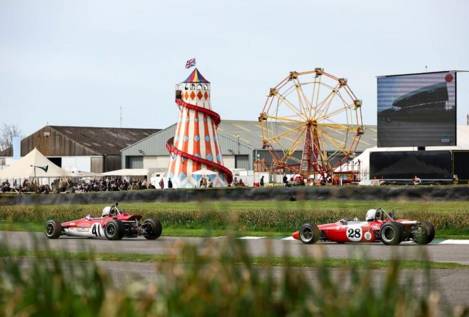 Racing cars Goodwood Motor Circuit in West Sussex