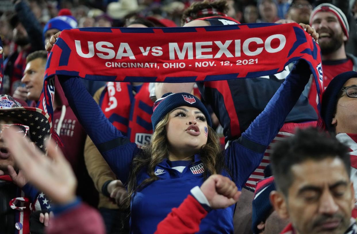 Split soccer loyalties? <a href="https://www.gettyimages.com/detail/news-photo/fans-during-a-game-between-mexico-and-usmnt-at-tql-stadium-news-photo/1355440289?phrase=U.S.%20mexico%20soccer%20cincinnati&adppopup=true" rel="nofollow noopener" target="_blank" data-ylk="slk:Brad Smith/ISI Photos/Getty Images;elm:context_link;itc:0;sec:content-canvas" class="link ">Brad Smith/ISI Photos/Getty Images</a>