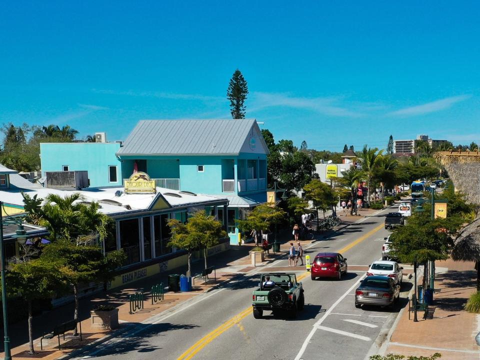 A view down Ocean Boulevard in Siesta Key Village.