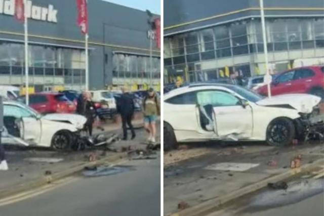 Car ploughs into row of parked vehicles at car dealership in Glasgow <i>(Image: Newsquest)</i>