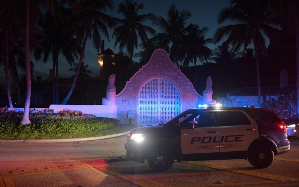 Police outside Mar-a-Lago after the FBI raid - Jim Rassol/EPA-EFE/Shutterstock