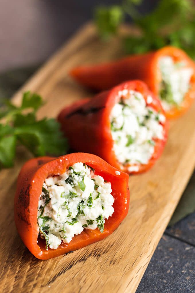 Feta Stuffed Red Bell Peppers