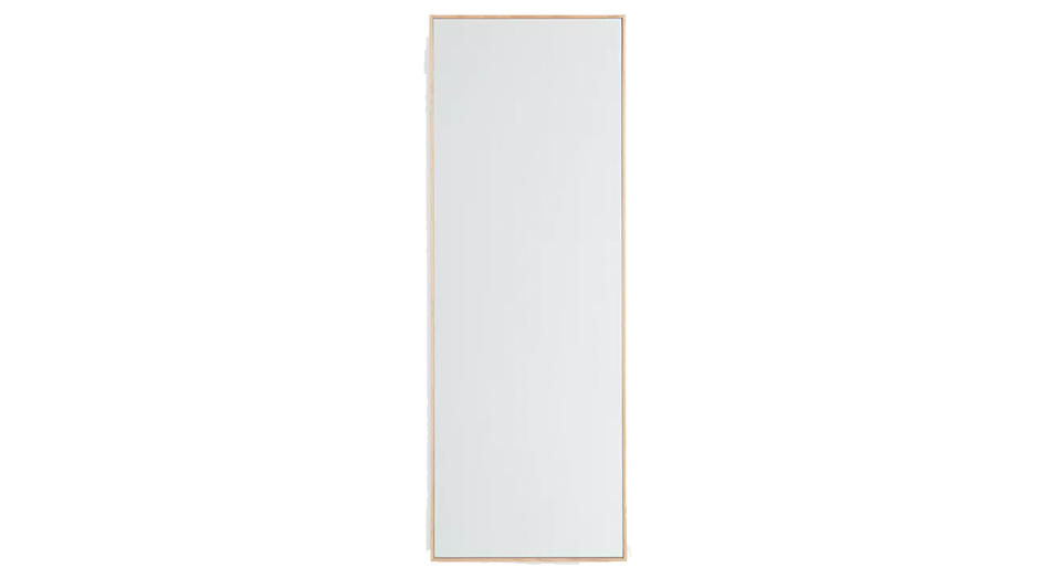 Thin Oak Wood Frame Rectangular Hallway Mirror
