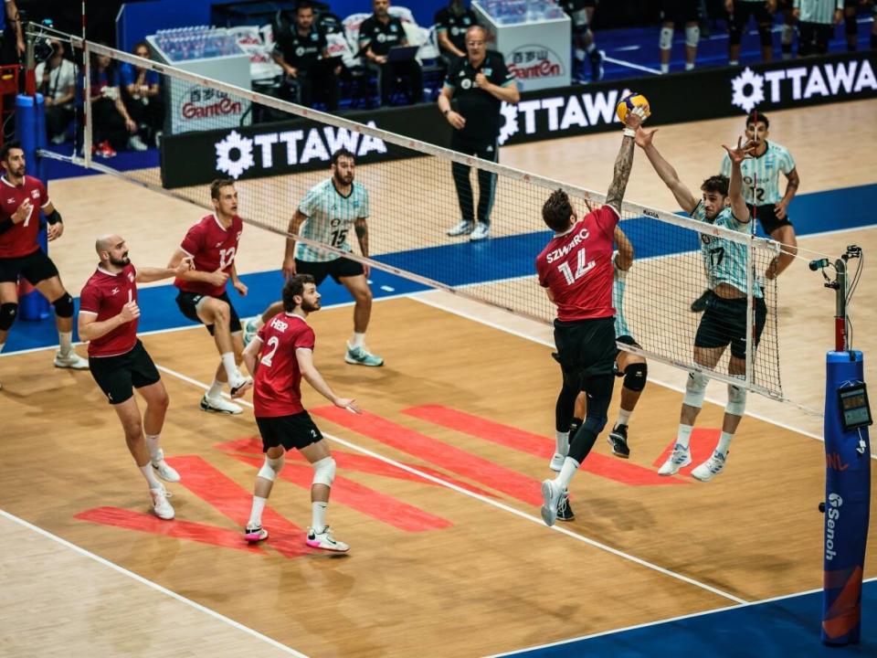 Argentina, the Olympic bronze medallists from Tokyo, overcame a raucous crowd at TD Place in Ottawa to defeat Canada 3-1 in men's Volleyball Nations League action on Friday night. (@VBallCanada/Twitter - image credit)