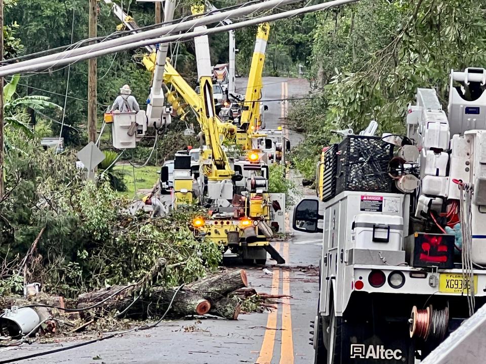 City of Tallahassee Utilities employees working in the aftermath of last Friday's storm.