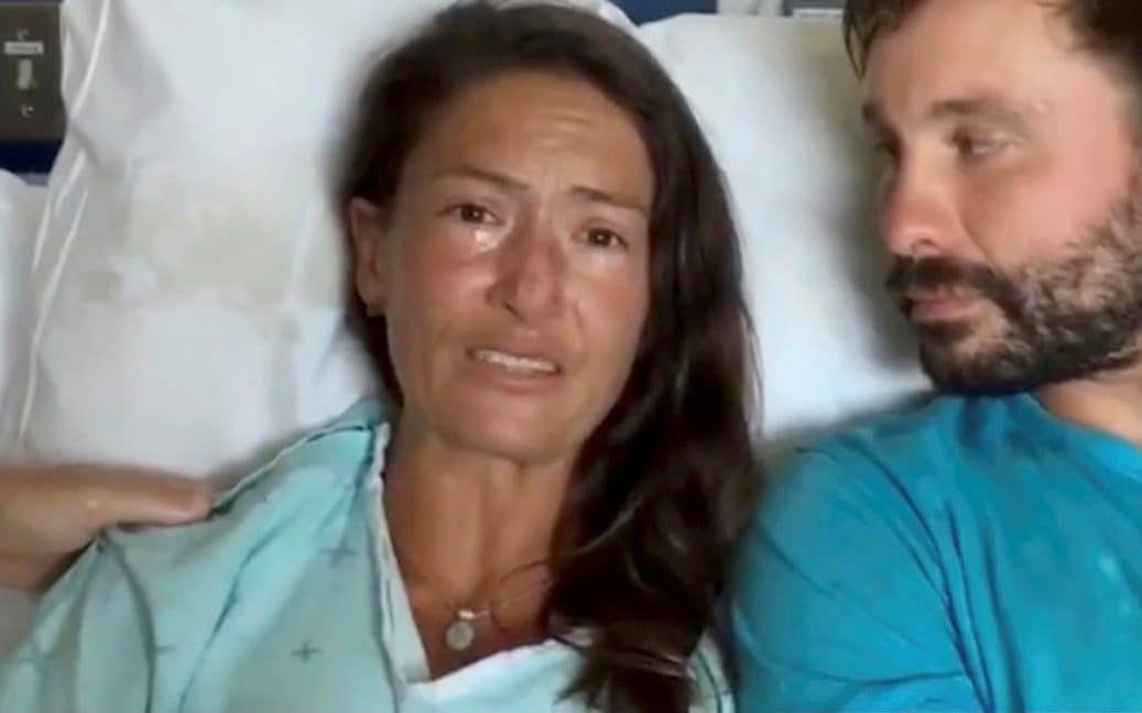 Amanda Eller speaks from her hospital bed at Maui Memorial Medical Center in Hawaii, May 25, 2019 - SARAH HAYNES - FINDAMANDA