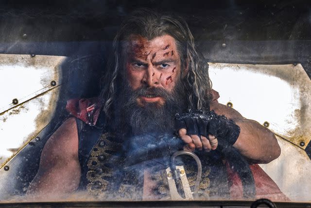 <p>Warner Bros.</p> Chris Hemsworth in 'Furiosa: A Mad Max Saga'