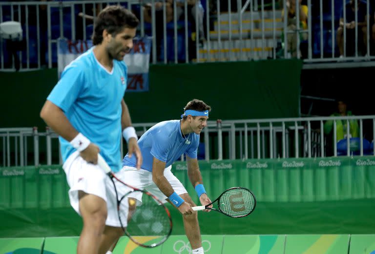 Tandilenses: Machi González y Juan Martín del Potro, jugando dobles juntos, en los Juegos Olímpicos de Río 2016.