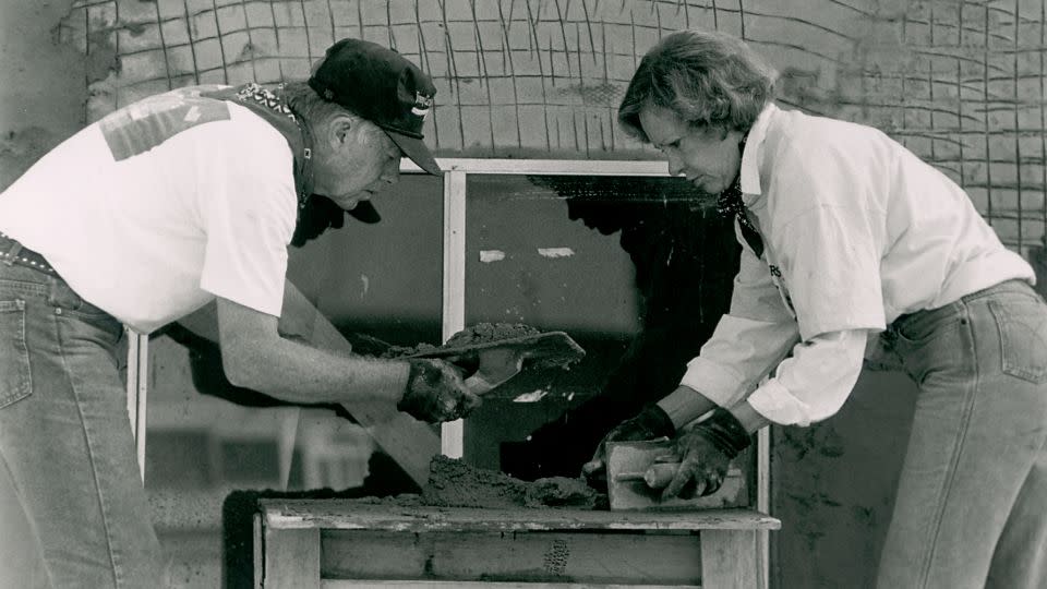 The former President  and first lady help build a home in Tijuana, Mexico in 1990. - Habitat for Humanity Int'l