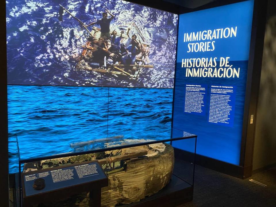 Text included in this display of a raft used by Cuban balseros to reach the U.S. in 1992 at the ¡Presente!: A Latino History of the United States gallery in Washington was among the subjects of criticism from Republicans.
