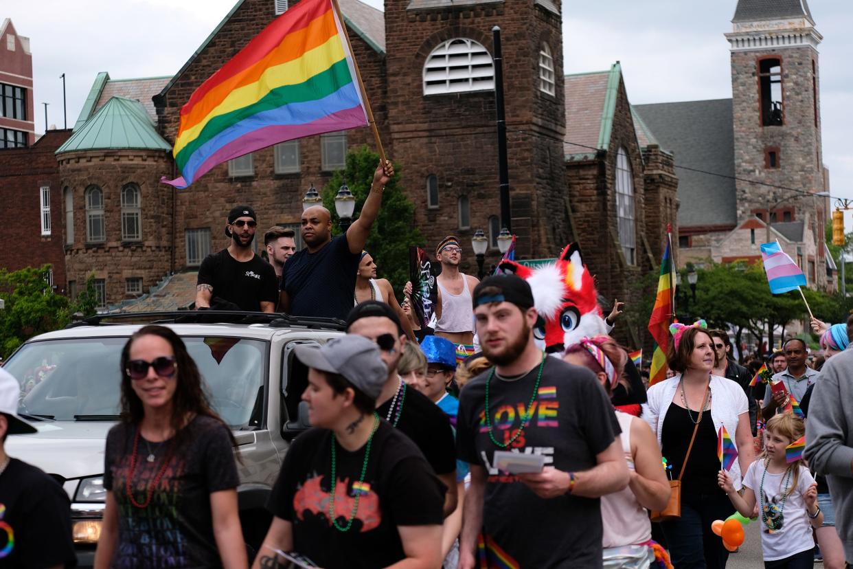 People participate in the Michigan Pride Parade Saturday, June 15, 2019.