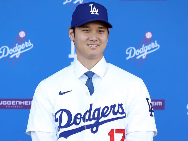 <p>Meg Oliphant/Getty</p> Shohei Ohtani is introduced by the Los Angeles Dodgers at Dodger Stadium on December 14, 2023.