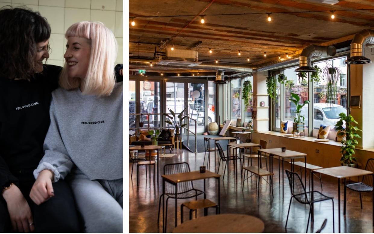 Kiera and Aimie and, right, the cafe - Rick Jones | Eatmcr