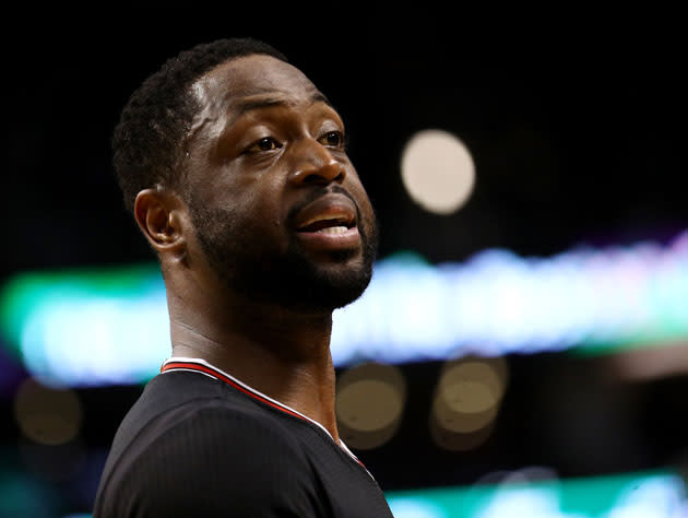 Dwyane Wade looks on. (Getty Images)