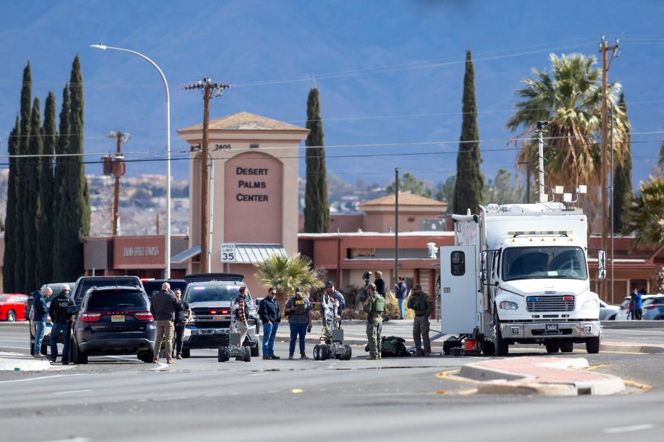 Las Cruces Police Department close a portion of West Picacho Avenue between 17th Street to Motel Boulevard after an unknown item was discovered at the Adult Probation and Parole Office Monday morning on Thursday, Jan. 18, 2024, in Las Cruces.