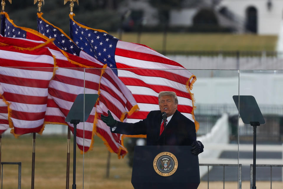 Then-President Donald Trump speaks to supporters on Jan. 6, soon before many of them stormed the Capitol.  (Photo: Tayfun Coskun/Anadolu Agency via Getty Images)