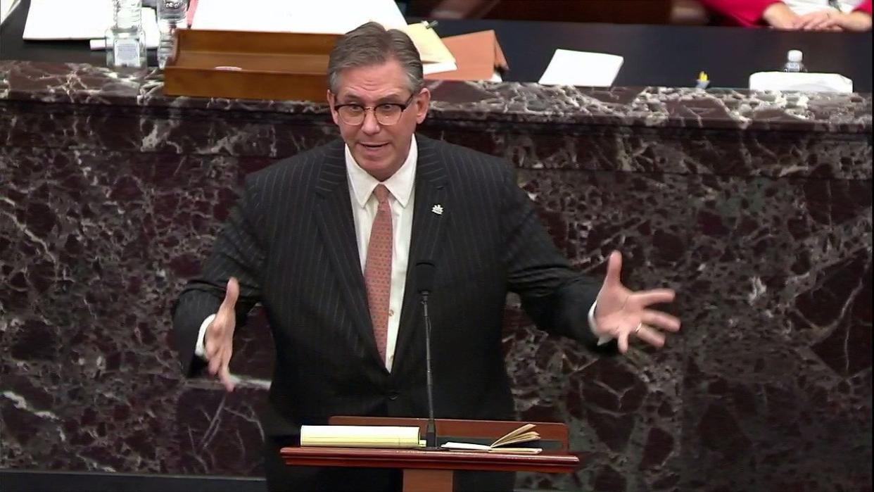 Attorney Bruce Castor during former President Donald Trump’s second impeachment trial. (U.S. Senate TV via REUTERS)