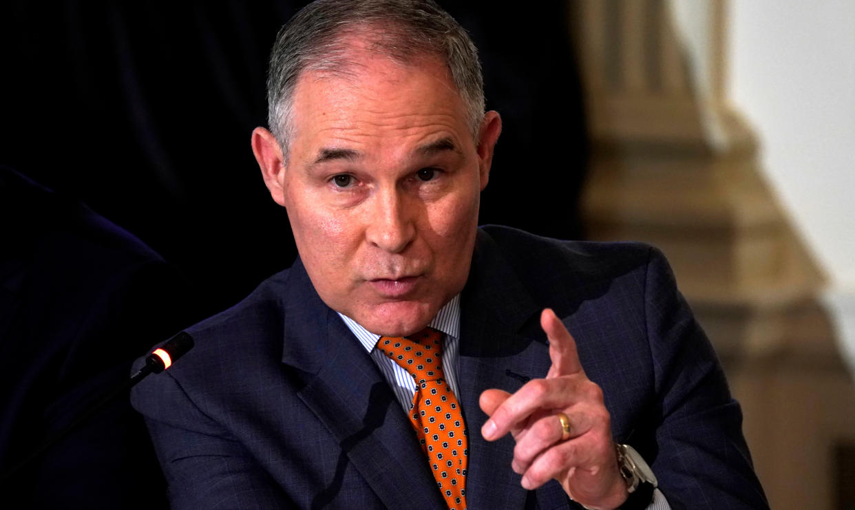 Scott Pruitt, the head of the EPA, said his security detail makes the decision to book him in premium cabins due to a "very toxic" political environment. (Photo: Kevin Lamarque / Reuters)